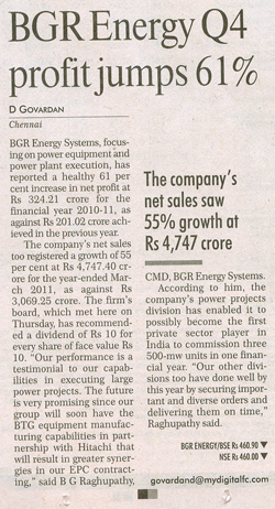 Financial Chronicle, Dated: 27.05.2011