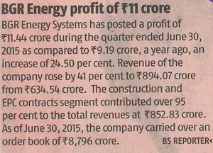 Business Standard, Dated: 04.08.2015